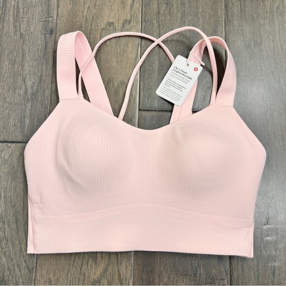 Lululemon Like a Cloud Ribbed Longline Bra D/DD Cup Strawberry Milkshake NWT - Picture 1 of 8
